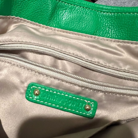 CYNTHIA ROWLEY Navy Green White Color Block Leather XL Tote - Picture 4 of 5